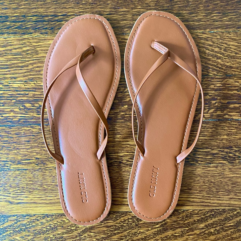 Brown Faux Leather Sandals